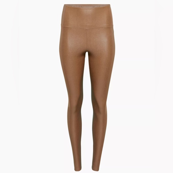 NWT Wilfred Free by Aritzia Brown Daria Short Vegan Leather Leggings - size M - Picture 1 of 7